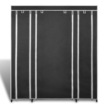 vidaXL fekete szövet ruhásszekrény tárolórekeszekkel 45x150x176 cm (240495) bútor