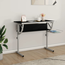 vidaXL fekete-szürke szerelt fa és acél íróasztal 110x53x(58-87) cm íróasztal