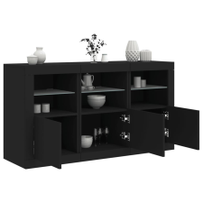 vidaXL fekete tálalószekrény LED-világítással 123 x 37 x 67 cm bútor