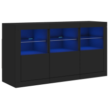 vidaXL fekete tálalószekrény LED-világítással 123 x 37 x 67 cm (3209059) bútor