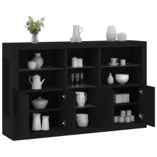 vidaXL fekete tálalószekrény LED-világítással 162 x 37 x 100 cm bútor