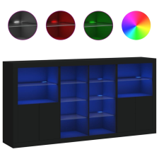 vidaXL fekete tálalószekrény LED-világítással 202 x 37 x 100 cm (3209185) bútor
