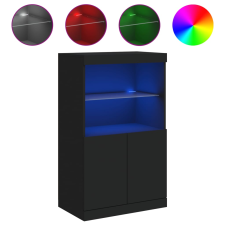 vidaXL fekete tálalószekrény LED-világítással 60,5 x 37 x 100 cm (836666) bútor