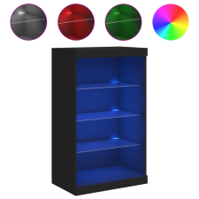 vidaXL fekete tálalószekrény LED-világítással 60,5 x 37 x 100 cm (836708) bútor