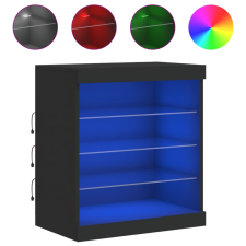 vidaXL fekete tálalószekrény LED-világítással 60,5 x 37 x 67 cm (836694) bútor