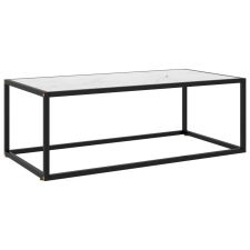 vidaXL fekete teázóasztal fehér márvány mintás üveggel 100x50x35 cm bútor