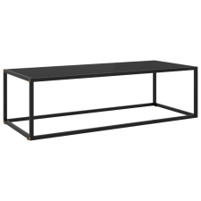vidaXL fekete teázóasztal fekete üveggel 120 x 50 x 35 cm bútor