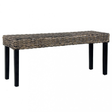 vidaXL Fekete természetes kubu rattan és tömör mangófa pad 110 cm kerti bútor