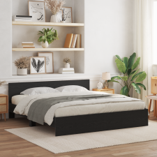vidaXL fekete tölgy ágykeret fejtámlával 180x200 cm Műanyag lemez ágy és ágykellék