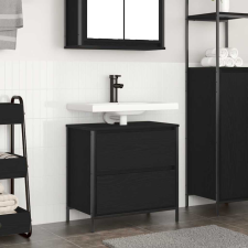 vidaXL Fekete tölgy fürdőszobai mosdószekrény fiókokkal 60x34,5x60 cm fürdőszoba bútor