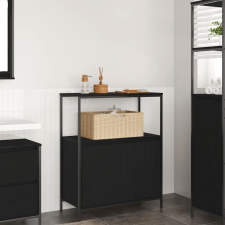 vidaXL Fekete tölgy fürdőszobaszekrény polcokkal 76,5x35x95 cm fürdőszoba bútor