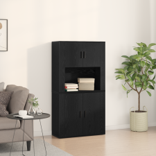 vidaXL Fekete tölgy Highboard 80x33x150 cm Műanyag bútor