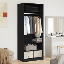 vidaXL Fekete Tölgy Ruhásszekrény 80 x 50 x 200 cm - Műszaki Fa bútor