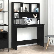 vidaXL Fekete tölgy szerelt fa íróasztal polcokkal 102 x 45 x 148 cm íróasztal