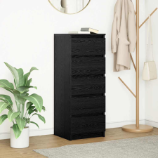 vidaXL Fekete tölgy szerelt fa tálalószekrény fiókos 37,5x35x99 cm bútor