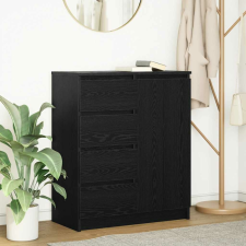 vidaXL fekete tölgy szerelt fa tálalószekrény fiókos 71x35x84 cm bútor