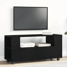 vidaXL fekete tölgy szerelt fa TV-szekrény kerekekkel 102x34,5x43 cm bútor