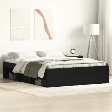 vidaXL fekete tölgy színű szerelt fa ágykeret matrac nélkül 140x200 cm ágy és ágykellék