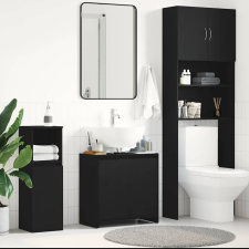 vidaXL fekete tölgy színű szerelt fa fürdőszobaszekrény 60x33x60 cm fürdőszoba bútor