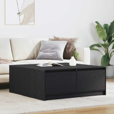 vidaXL fekete tölgyfa dohányzóasztal fiókokkal 100x100x40 cm bútor