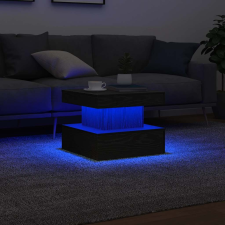 vidaXL fekete tölgyszínű dohányzóasztal LED-lámpákkal 50 x 50 x 40 cm bútor