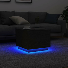 vidaXL fekete tölgyszínű dohányzóasztal LED-lámpákkal 50 x 50 x 40 cm bútor