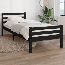 vidaXL fekete tömör fa ágykeret 100 x 200 cm ágy és ágykellék