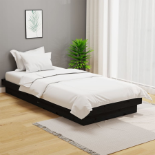 vidaXL fekete tömör fa ágykeret 100 x 200 cm ágy és ágykellék