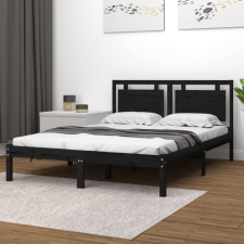vidaXL fekete tömör fa ágykeret 120 x 190 cm (4FT Small Double) ágy és ágykellék