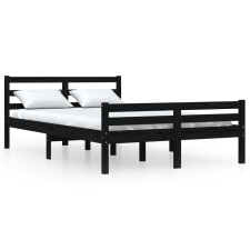 vidaXL fekete tömör fa ágykeret 120 x 200 cm (814818) ágy és ágykellék