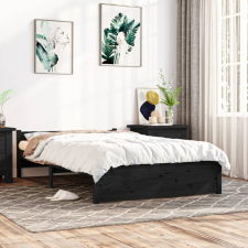 vidaXL fekete tömör fa ágykeret 135x190 cm (4FT6 Double) ágy és ágykellék