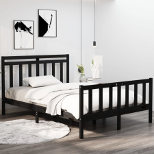 vidaXL fekete tömör fa ágykeret 140 x 190 cm ágy és ágykellék