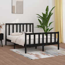 vidaXL fekete tömör fa ágykeret 140 x 190 cm ágy és ágykellék
