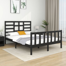 vidaXL fekete tömör fa ágykeret 140 x 190 cm ágy és ágykellék