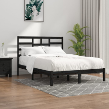 vidaXL fekete tömör fa ágykeret 140 x 190 cm ágy és ágykellék