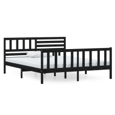 vidaXL fekete tömör fa ágykeret 140 x 190 cm (3101137) ágy és ágykellék