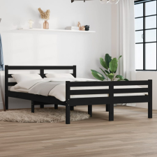 vidaXL fekete tömör fa ágykeret 150x200 cm (5FT King Size) ágy és ágykellék