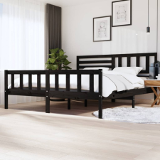 vidaXL fekete tömör fa ágykeret 200 x 200 cm ágy és ágykellék