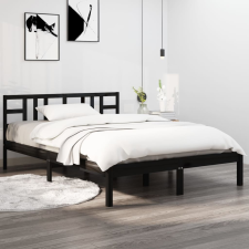 vidaXL fekete tömör fa ágykeret 200 x 200 cm ágy és ágykellék