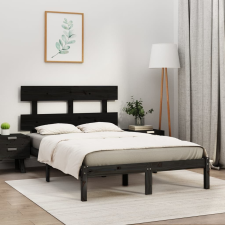vidaXL fekete tömör fa ágykeret 200 x 200 cm ágy és ágykellék