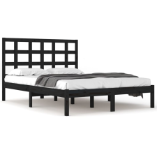 vidaXL fekete tömör fa ágykeret 200 x 200 cm (3105494) ágy és ágykellék