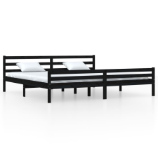 vidaXL fekete tömör fa ágykeret 200x200 cm (814843) ágy és ágykellék