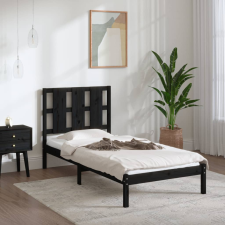 vidaXL fekete tömör fa ágykeret 75 x 190 cm (2FT6 Small Single) ágy és ágykellék