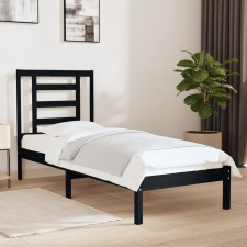 vidaXL fekete tömör fa ágykeret 75x190 cm (2FT6 Small Single) ágy és ágykellék