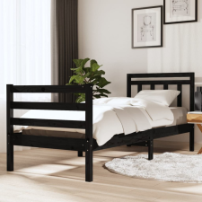 vidaXL fekete tömör fa ágykeret 90 x 200 cm ágy és ágykellék