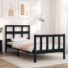 vidaXL fekete tömör fa ágykeret fejtámlával 2FT6 Small Single