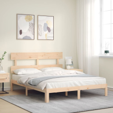 vidaXL fekete tömör fa ágykeret fejtámlával 5FT King Size ágy és ágykellék