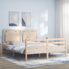 vidaXL fekete tömör fa ágykeret fejtámlával 5FT King Size ágy és ágykellék