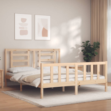 vidaXL fekete tömör fa ágykeret fejtámlával 5FT King Size ágy és ágykellék
