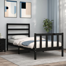 vidaXL fekete tömör fa ágykeret fejtámlával 90 x 200 cm bútor